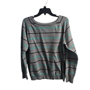 Slope Grey Sweater Top Long Sleeve Stripe Junior Plus No Tag Fits XL